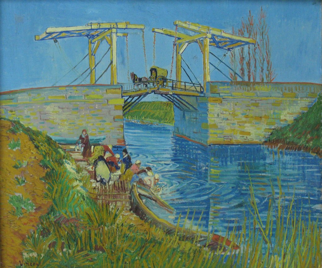 El puente de Langlois con lavanderas, Vincent van Gogh, Arlés, mediados de marzo de 1888
