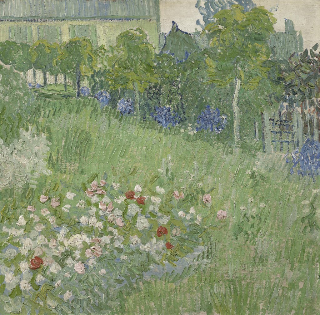 El jardín de Daubigny, Vincent van Gogh, Auvers-sur-Oise, junio de 1890 (primer estudio)