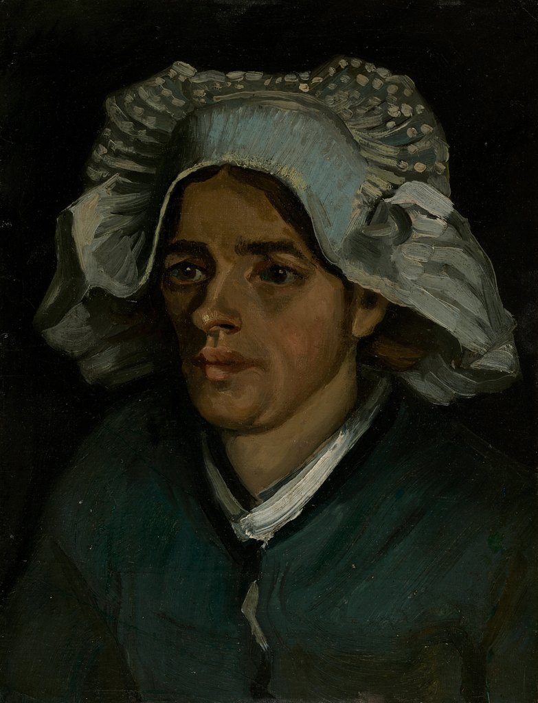 Cabeza de mujer campesina con gorra blanca, Vincent van Gogh, Nuenen, 1885