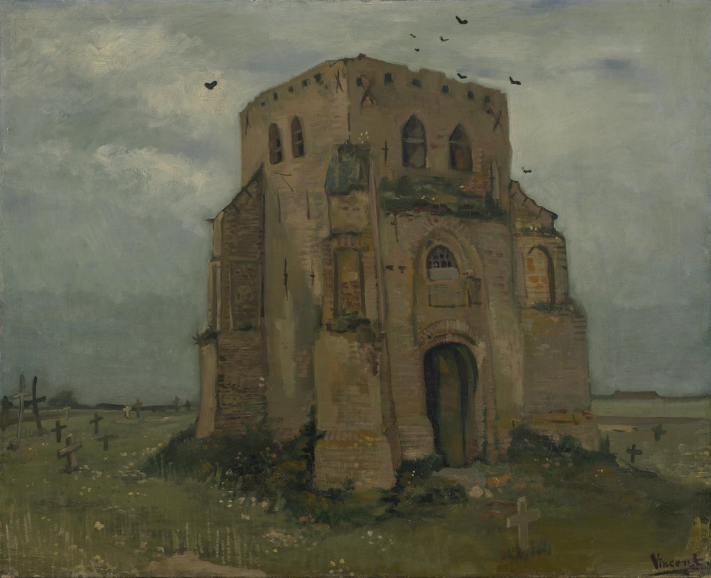 La vieja torre de la iglesia de Nuenen («El cementerio campesino»), Vincent van Gogh, Nuenen, mayo-junio de 1885