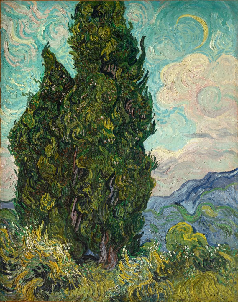 Cipreses, Vincent van Gogh, Saint-Rémy, junio de 1889