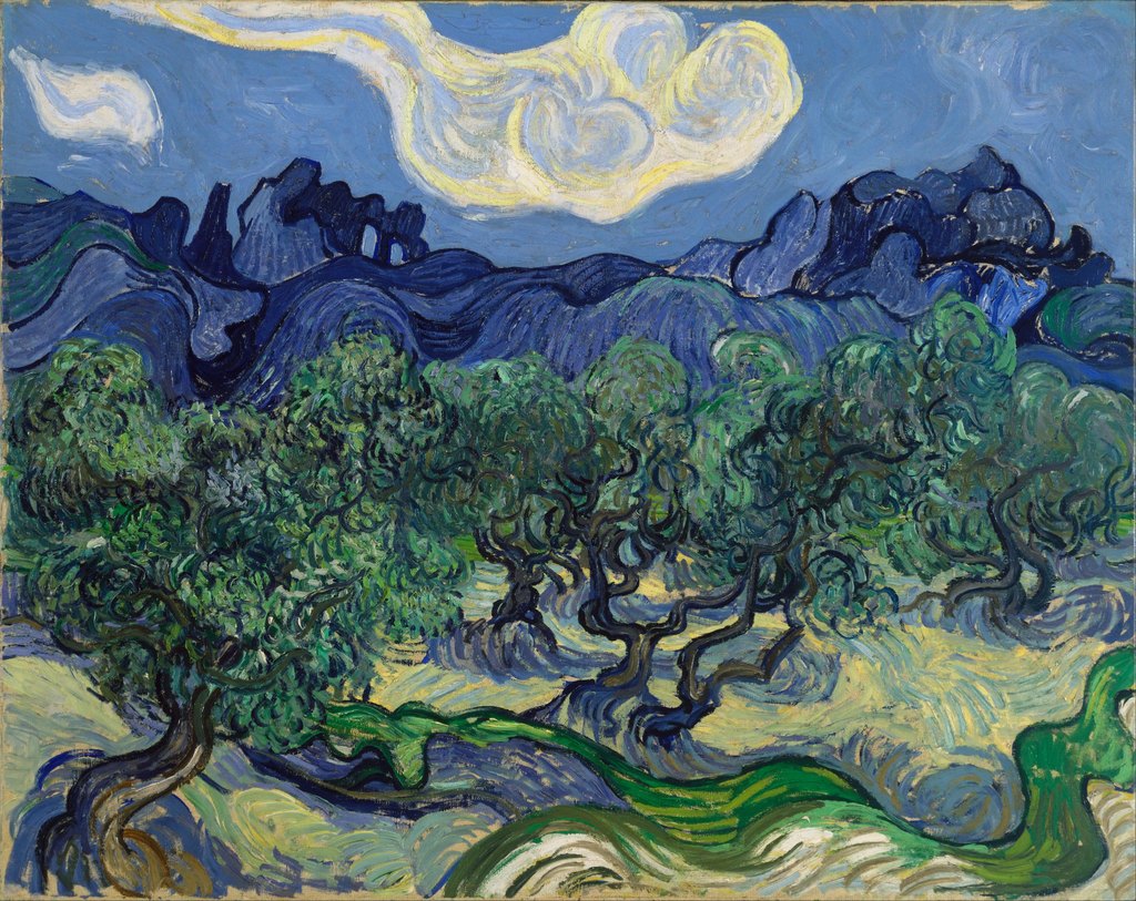 Los olivos con los Alpilles al fondo, Vincent van Gogh, Saint-Rémy, junio de 1889