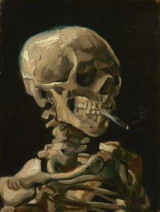 Cráneo con cigarro encendido, Vincent van Gogh (1886)