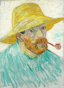 Autorretrato con pipa y sombrero de paja, de Van Gogh