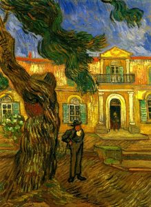 Pino y figura delante del hospital de Saint-Paul, de Van Gogh