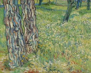 Troncos en la hierba, de Van Gogh