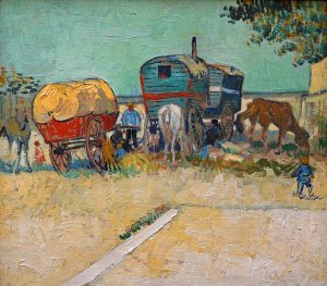 Les Roulottes, campamento gitano cerca de Arlés, de Van Gogh