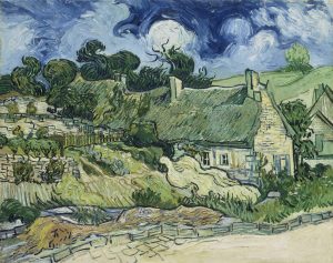 Cabañas con techo de paja en Cordeville, Auvers-sur-Oise, de Van Gogh