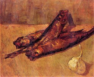 Naturaleza muerta con arenques ahumados y ajo, de Van Gogh