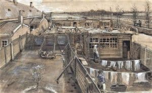 Taller de carpintería y lavadero, de Van Gogh