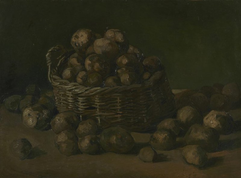 naturaleza muerta cesta de patatas