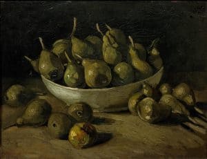 Bodegón con cuenco de barro y peras, de Van Gogh