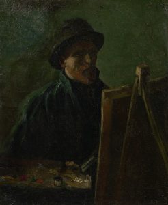 Autorretrato con sombrero de fieltro oscuro ante el caballete, de Van Gogh