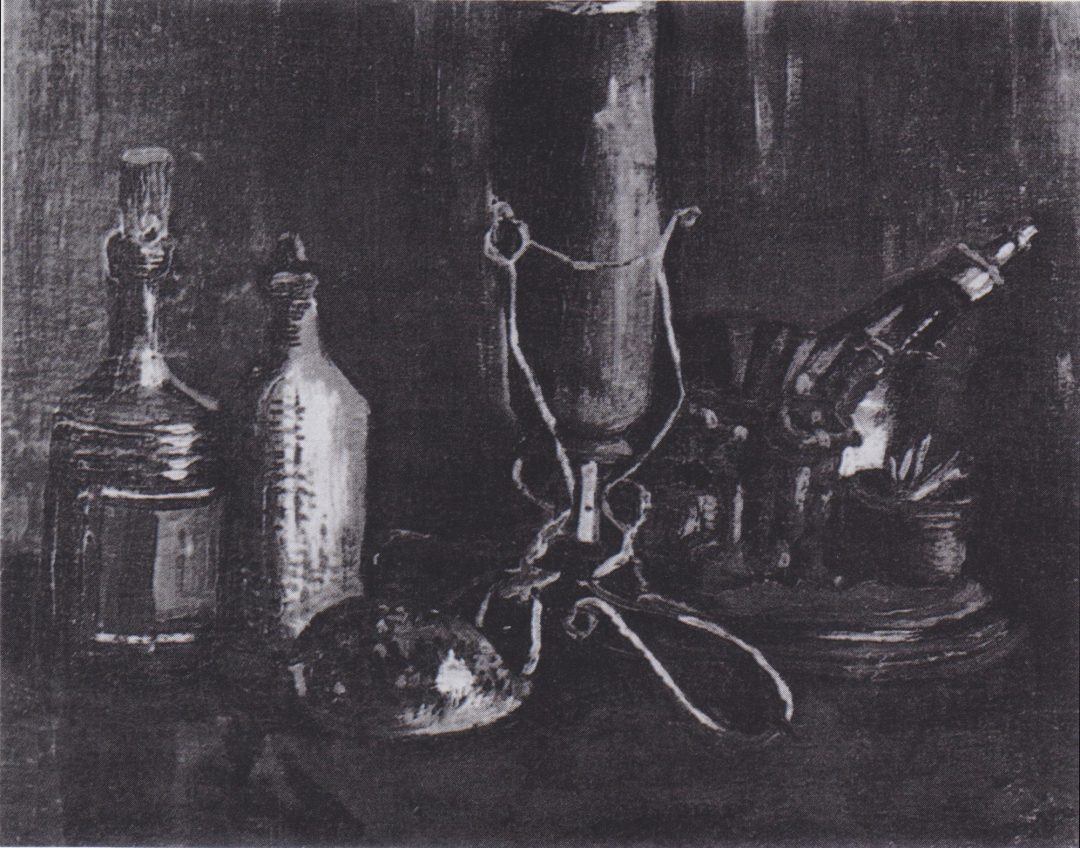 Bodegón con botellas y concha, de Van Gogh (Nuenen, 1884)