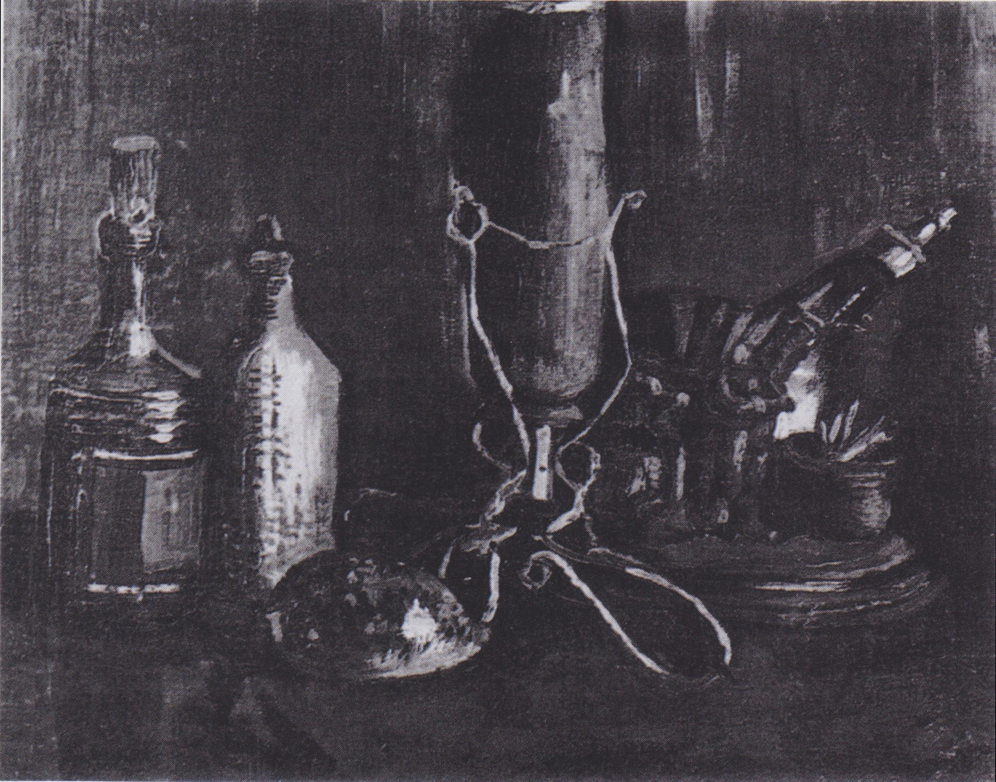 Bodegón con botellas y concha, de Van Gogh (Nuenen, 1884)