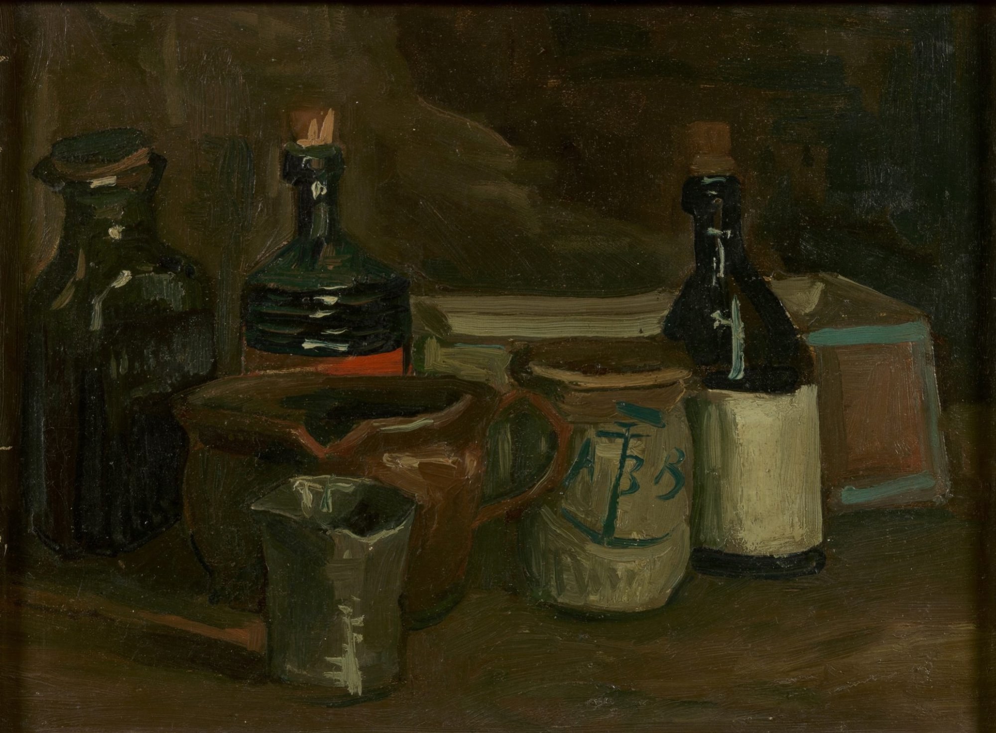 Bodegón con botellas y loza, Van Gogh, Museo Van Gogh