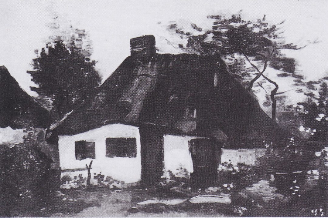 Cabaña con árboles, Van Gogh, 1885