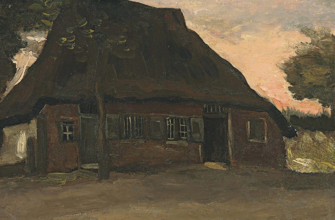 Cabaña con árboles, Van Gogh, 1885