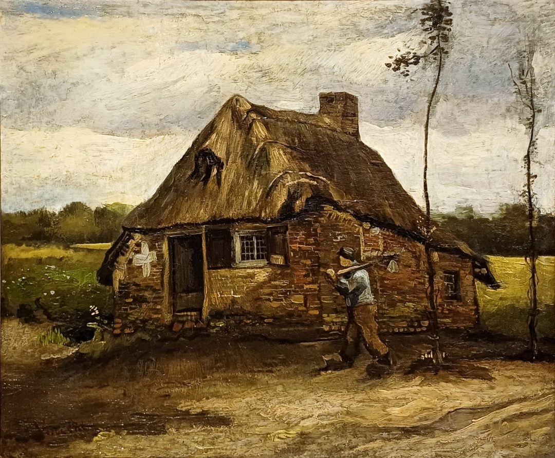 Cabaña con campesino volviendo a casa, Van Gogh, 1885