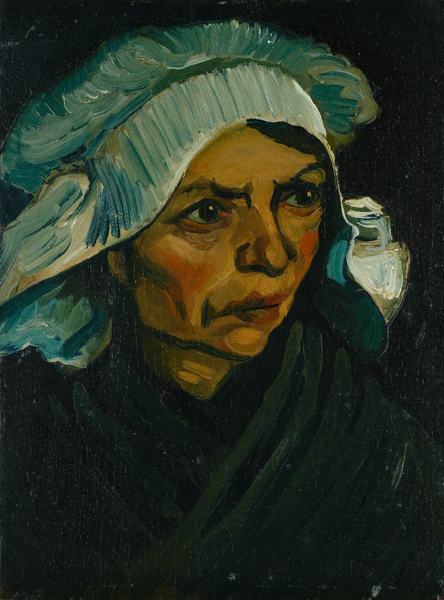 Cabeza de campesina con cofia blanca, de Van Gogh (1885), colección Bührle