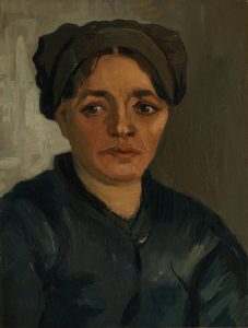 Cabeza de campesina con cofia oscura, de Van Gogh