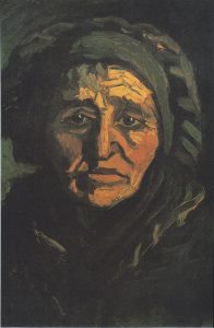 Cabeza de campesina con cofia verdosa, de Van Gogh