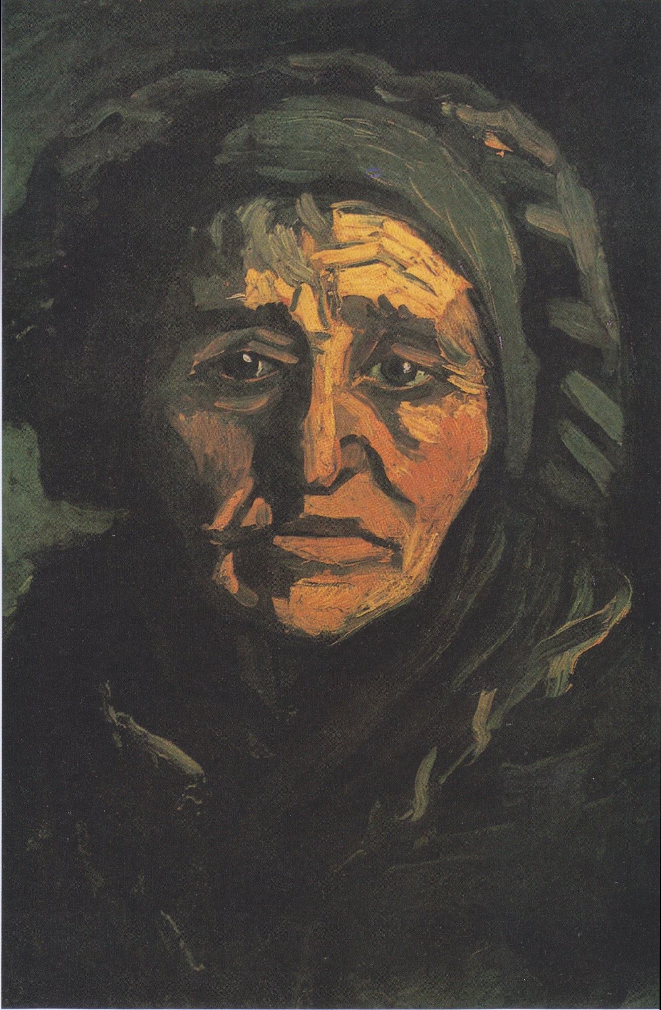 Cabeza de campesina con cofia verdosa, de Van Gogh (Nuenen, 1885)