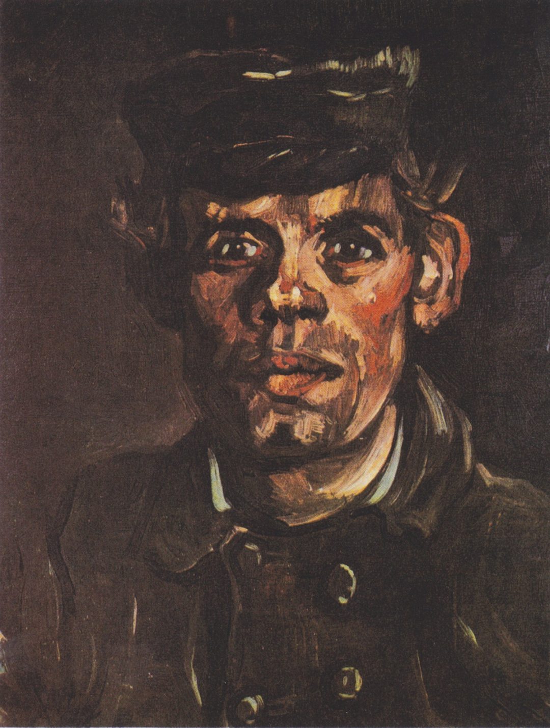 Cabeza de joven campesino con gorra, de Van Gogh (1885), Bruselas
