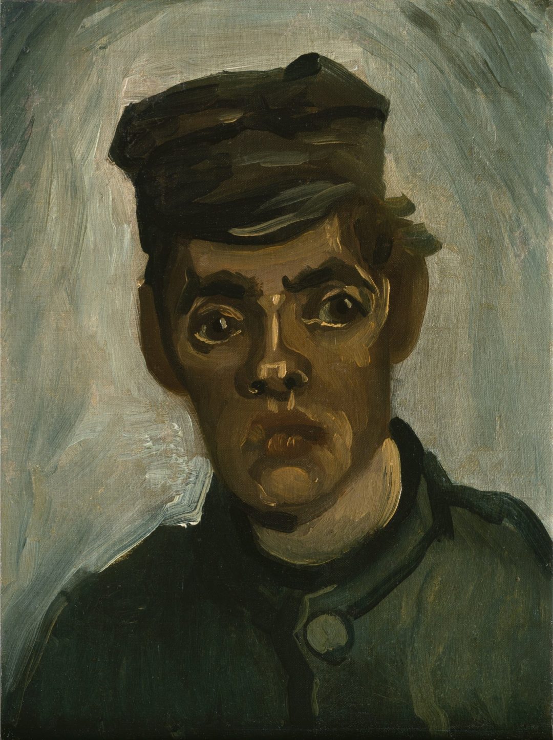 Cabeza de joven campesino con gorra, de Van Gogh (1885), Nelson-Atkins