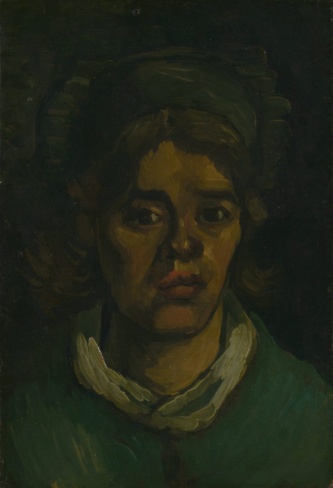 Cabeza de mujer con cuello blanco, de Van Gogh (Nuenen, 1885)
