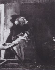Campesina cosiendo, de Van Gogh