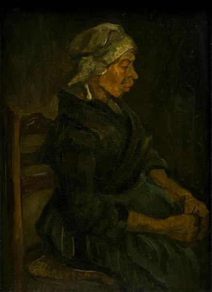 Campesina sentada con cofia blanca, de Van Gogh (Nuenen, 1885)