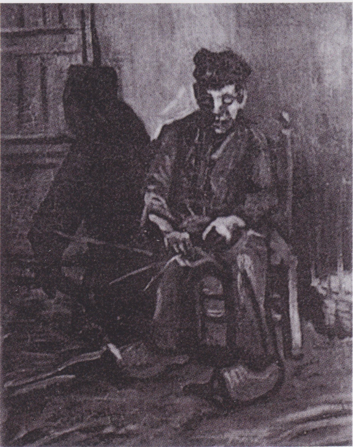 Campesino haciendo un cesto, de Van Gogh (Nuenen, 1885)