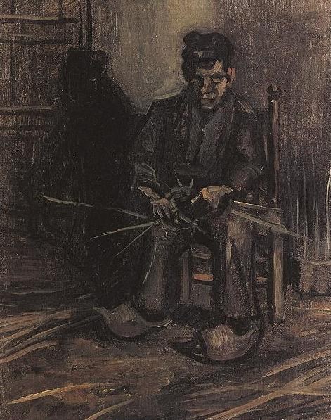 Campesino haciendo un cesto, Van Gogh, 1885