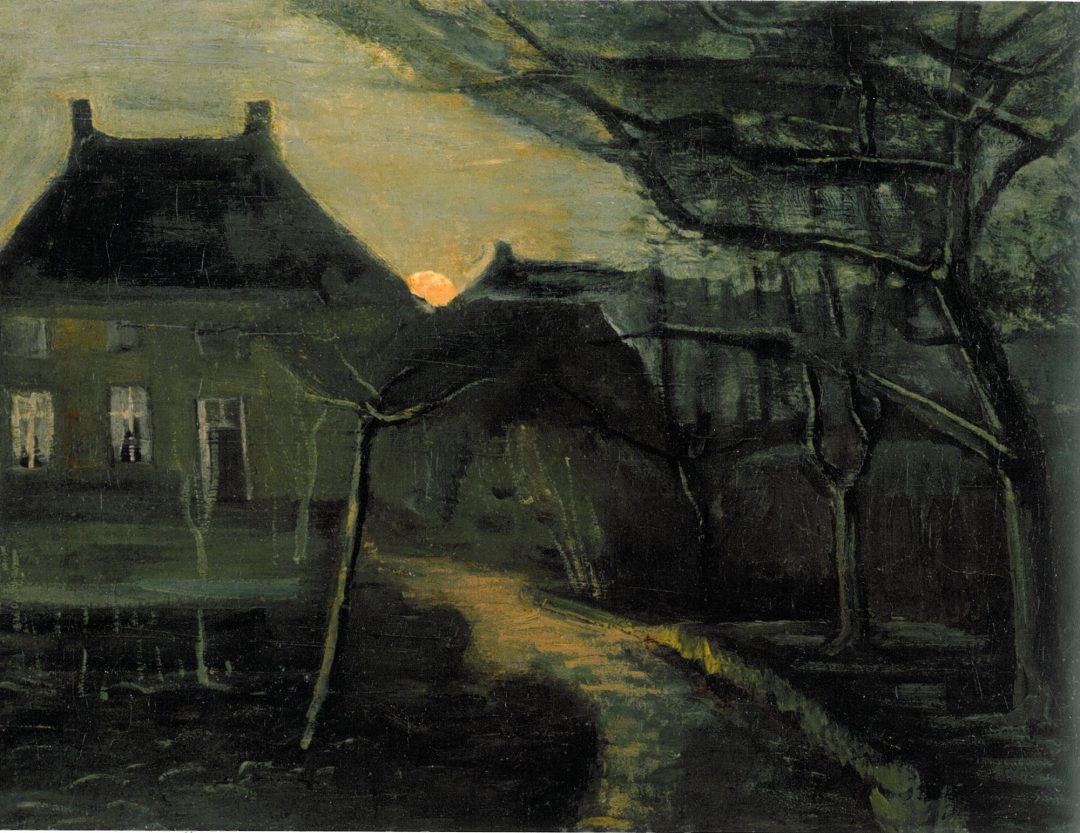 Casa parroquial en Nuenen a la luz de la luna, Van Gogh, 1885