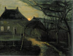 Casa parroquial en Nuenen a la luz de la luna, de Van Gogh