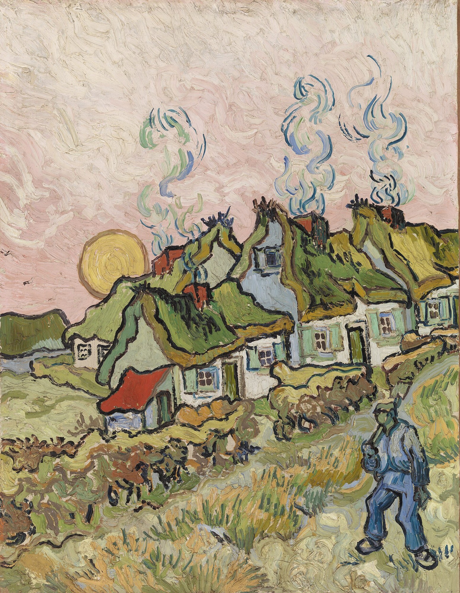 Casas con tejado de paja al sol, Van Gogh, 1890, Fundación Barnes