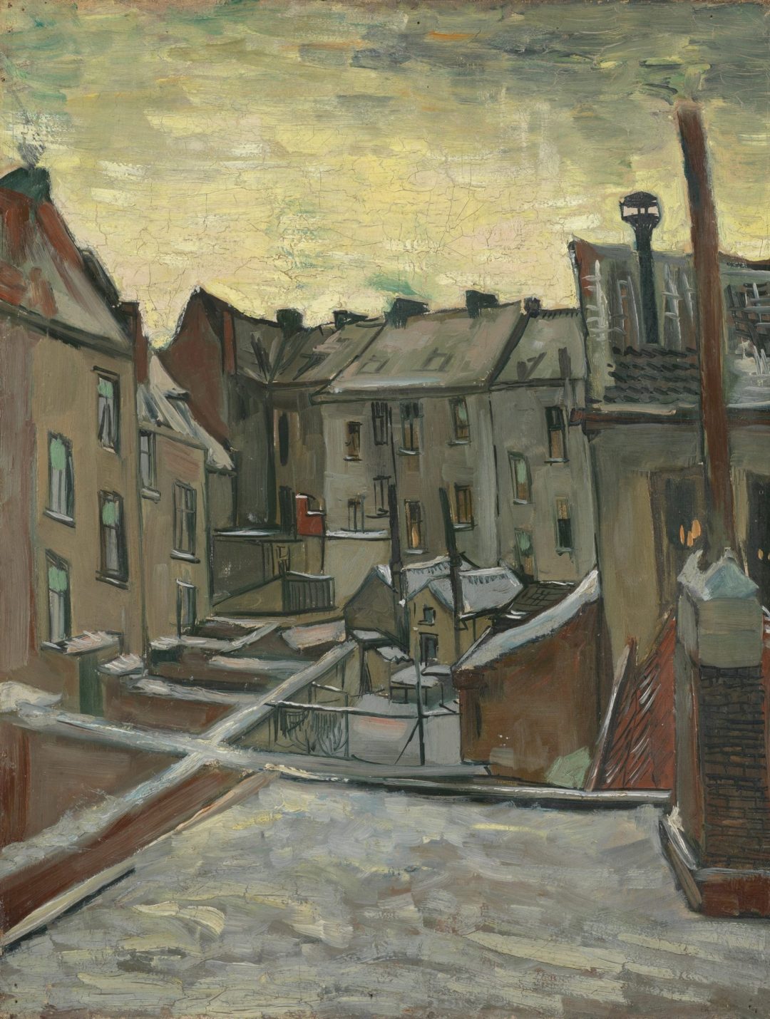 Casas vistas desde atrás, Vincent van Gogh, Amberes 1885-1886, Museo Van Gogh