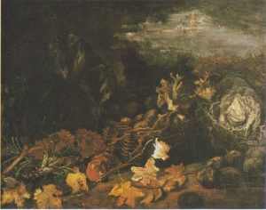 Cesta de patatas con hojas de otoño y verduras, de Van Gogh