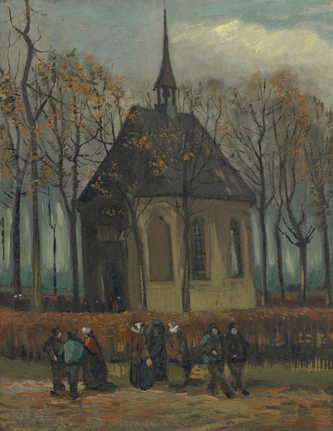 Congregación dejando la iglesia reformada en Nuenen, Vincent van Gogh, 1884-1885, Museo Van Gogh