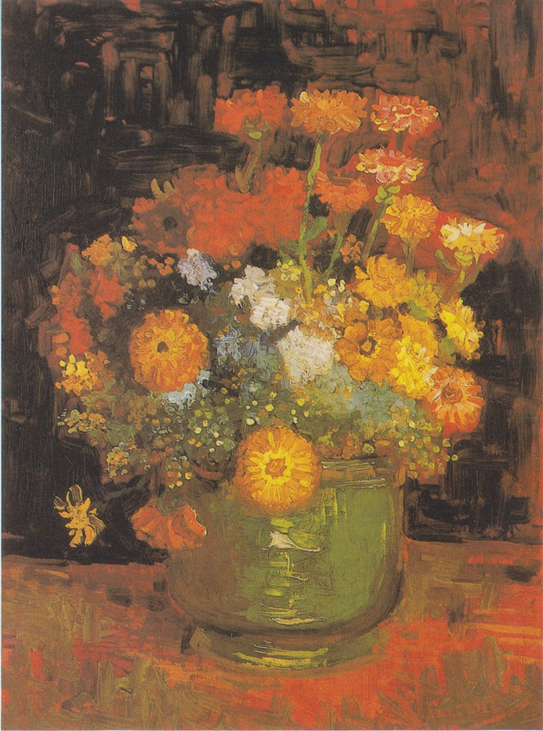 Cuenco con zinnias, de Van Gogh, 1886