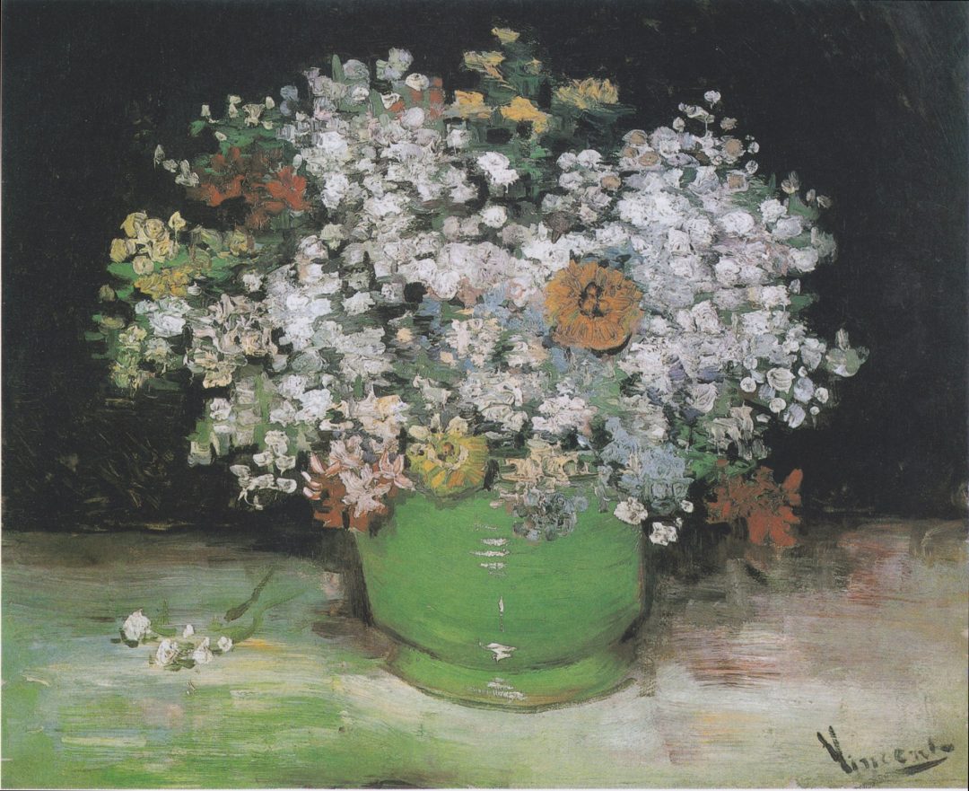 Cuenco con zinnias y otras flores, Van Gogh, París, 1886