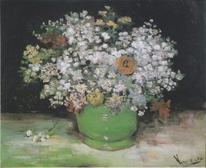 Cuenco con zinnias y otras flores, de Van Gogh
