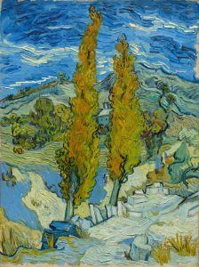 Dos álamos al borde de una senda entre las colinas, de Van Gogh