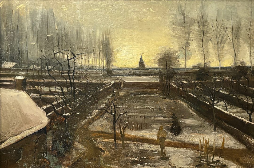 El jardín de la casa parroquial bajo la nieve, Van Gogh, 1885