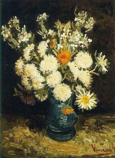 Flores en un jarrón azul, Van Gogh, 1886-1887