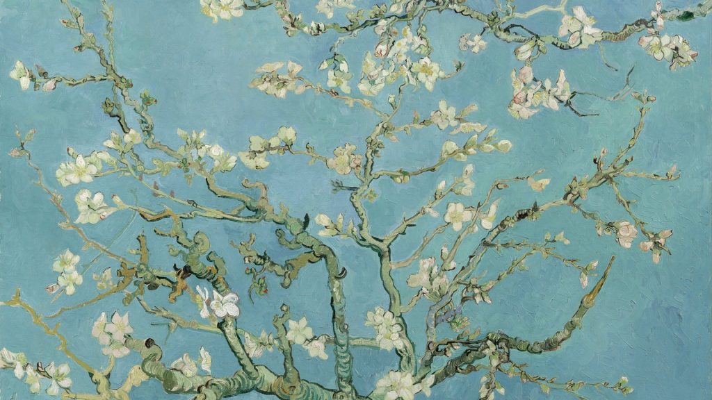 Ramos de Amendoeira em Flor de Van Gogh (1890), papel de parede em alta resolução