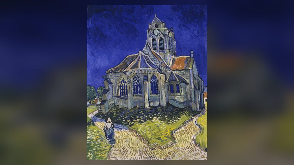 A Igreja de Auvers de Van Gogh (1890), papel de parede em alta resolução