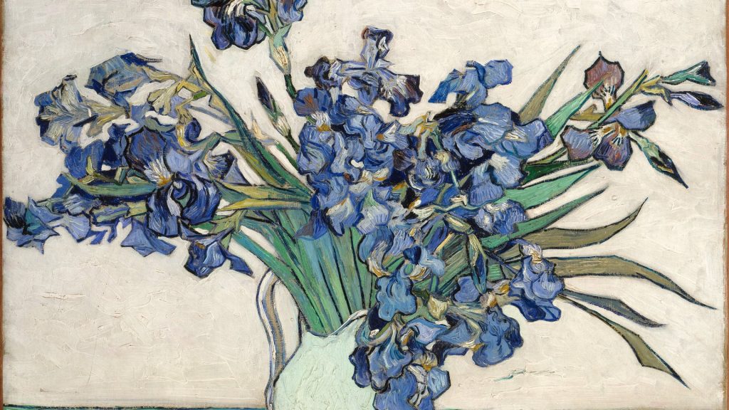 Vaso com Lírios de Van Gogh (1890), papel de parede em alta resolução