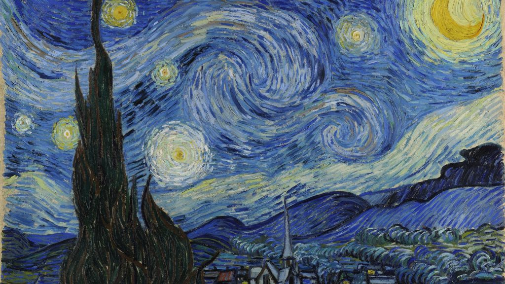 A Noite Estrelada de Van Gogh (1889), papel de parede em alta resolução